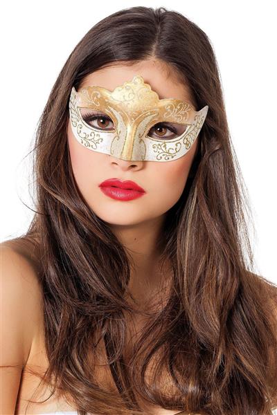Grote foto venetiaans oogmasker wit goud glitter verzamelen overige verzamelingen