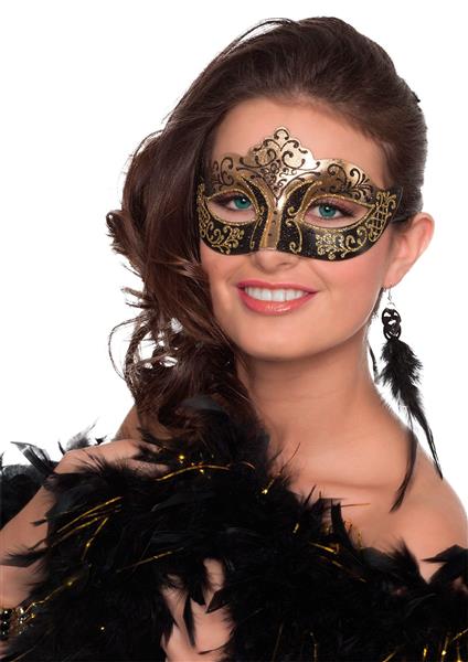 Grote foto venetiaans oogmasker zwart goud glitter verzamelen overige verzamelingen