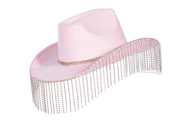 Grote foto cowboy hoed lichtroze dames franje strass steentjes verzamelen overige verzamelingen