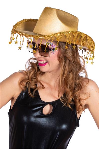 Grote foto cowboy hoed goud dames franje sterretjes verzamelen overige verzamelingen