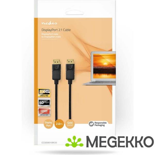Grote foto displayport kabel displayport male displayport male 8k 60hz verguld 2.00 m rond pvc computers en software overige computers en software