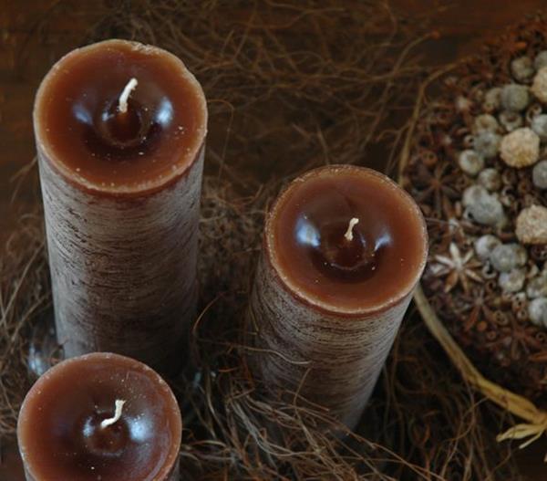 Grote foto krulkaarsen bika kaarsen set van 3 chocolade 333101 huis en inrichting woningdecoratie