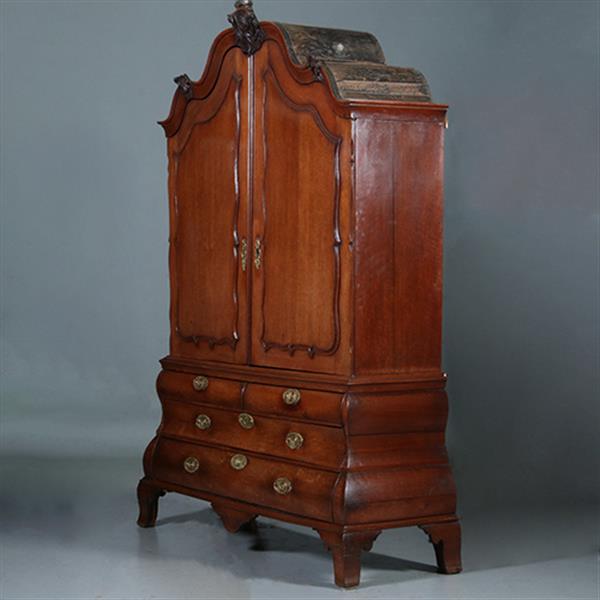 Grote foto dubbel gebogen kabinet in prachtige oude kleur 18e eeuws no.843057 antiek en kunst stoelen en banken