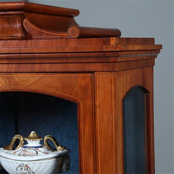 Grote foto zeer verfijnde vitrine met driezijdig glas en timpaanlade frankrijk ca 1825 fijn inlegwerk no.2606 antiek en kunst stoelen en banken