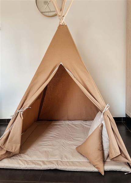 Grote foto tipi tent caramel met accessoires caramel speelmat en 2 kussens driehoek en vierkant kinderen en baby overige