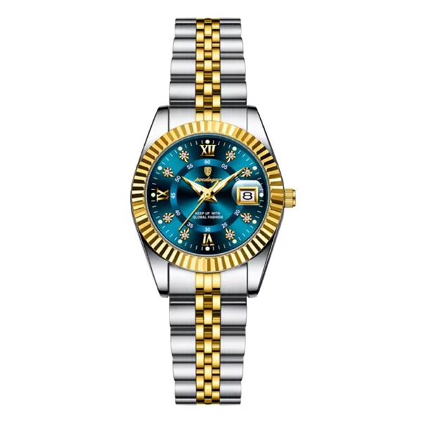 Grote foto luxe elegant horloge voor dames modieus kwarts uurwerk roestvrij staal goud blauw kleding dames horloges