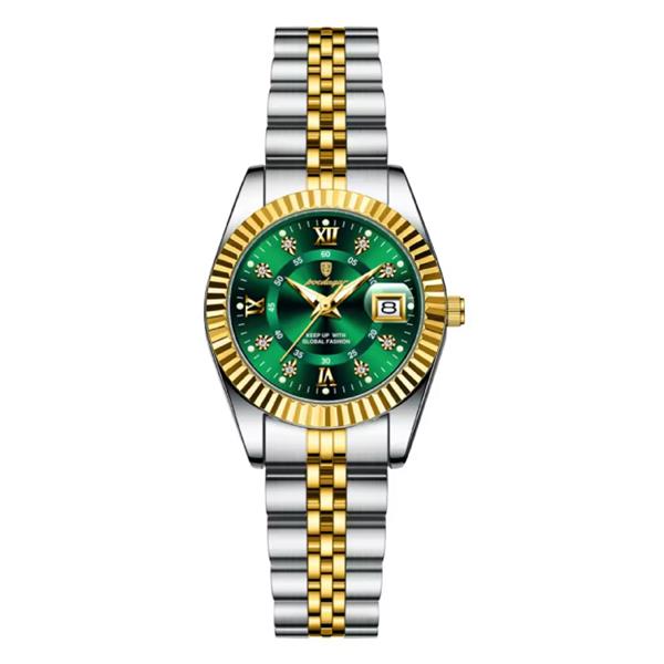 Grote foto luxe elegant horloge voor dames modieus kwarts uurwerk roestvrij staal goud groen kleding dames horloges