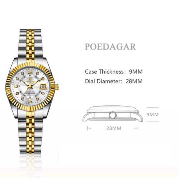 Grote foto luxe elegant horloge voor dames modieus kwarts uurwerk roestvrij staal goud groen kleding dames horloges
