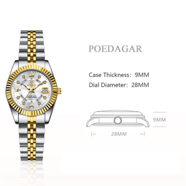 Grote foto luxe elegant horloge voor dames modieus kwarts uurwerk roestvrij staal zilver wit kleding dames horloges