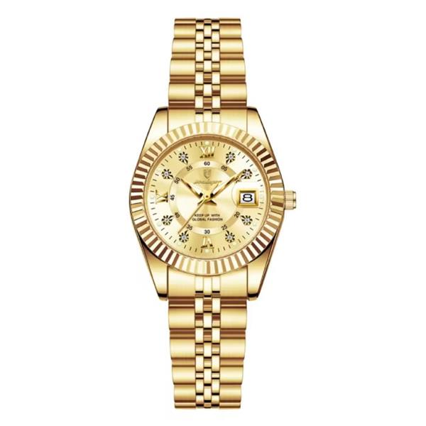Grote foto luxe elegant horloge voor dames modieus kwarts uurwerk roestvrij staal goud kleding dames horloges
