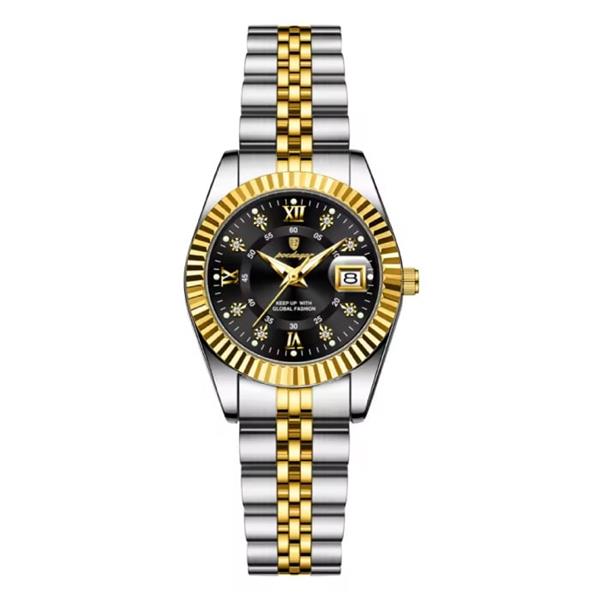 Grote foto luxe elegant horloge voor dames modieus kwarts uurwerk roestvrij staal goud zwart kleding dames horloges