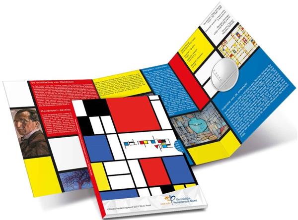 Grote foto nederland 5 euro 2022 mondriaan zilver proof verzamelen munten overige