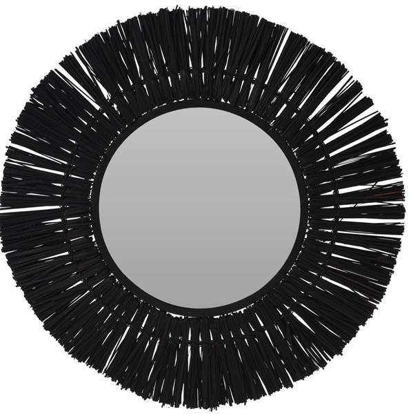 Grote foto ronde spiegel met zwart raffia huis en inrichting spiegels