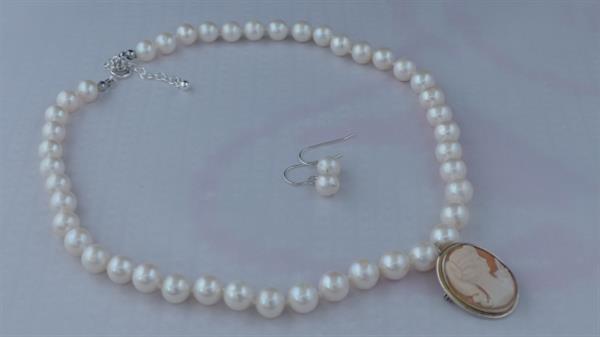Grote foto ketting zoetwaterparel set sieraden tassen en uiterlijk kettingen