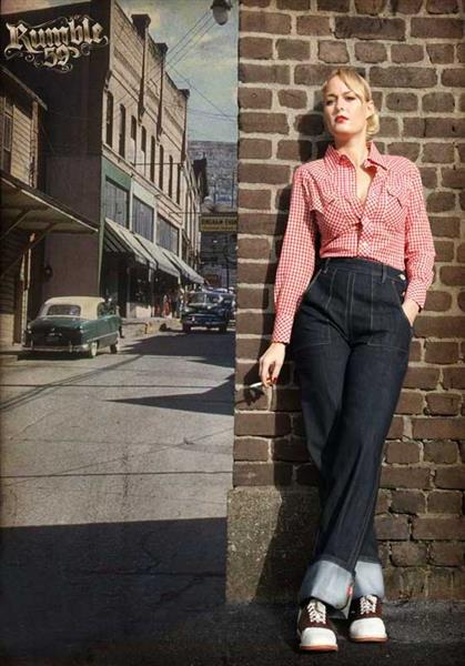 Grote foto rumble 59 marlene denim. kleding dames broeken en pantalons