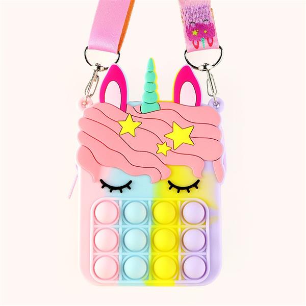 Grote foto antistress pop it fidget portemonnee portemonnee voor meisjes push bubble crossbody strap coin bag kleding dames sieraden