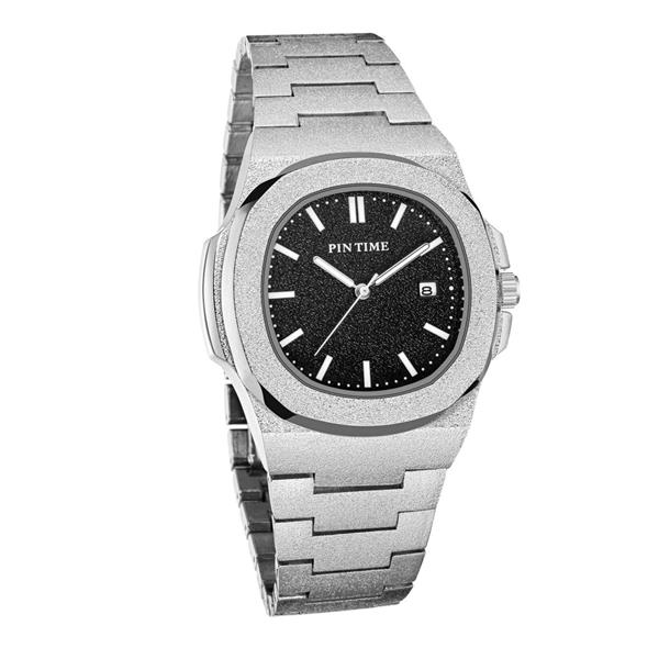Grote foto frosted luxe horloge voor heren mode roestvrij stalen quartz horloge met opbergdoos kleding dames horloges