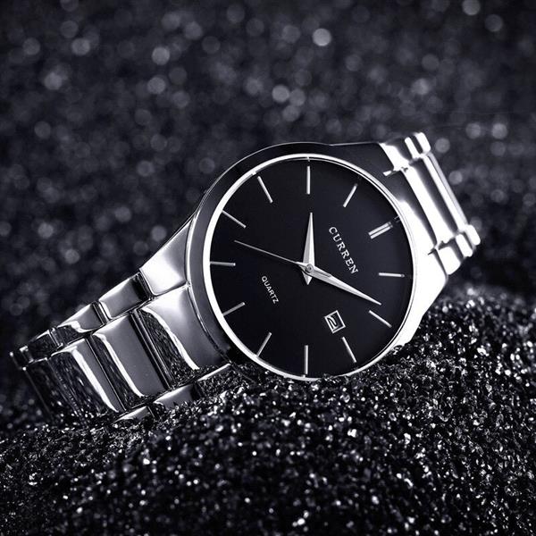 Grote foto mode eenvoudig horloge voor heren slanke roestvrijstalen band waterdicht voor heren quartz busines kleding dames horloges