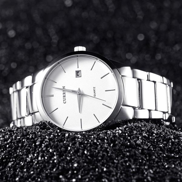 Grote foto mode eenvoudig horloge voor heren slanke roestvrijstalen band waterdicht voor heren quartz busines kleding dames horloges