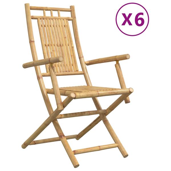 Grote foto vidaxl tuinstoelen 6 st inklapbaar 53x66x99 bamboe tuin en terras tuinmeubelen