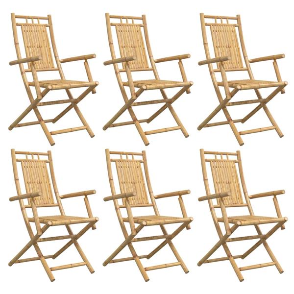 Grote foto vidaxl tuinstoelen 6 st inklapbaar 53x66x99 bamboe tuin en terras tuinmeubelen