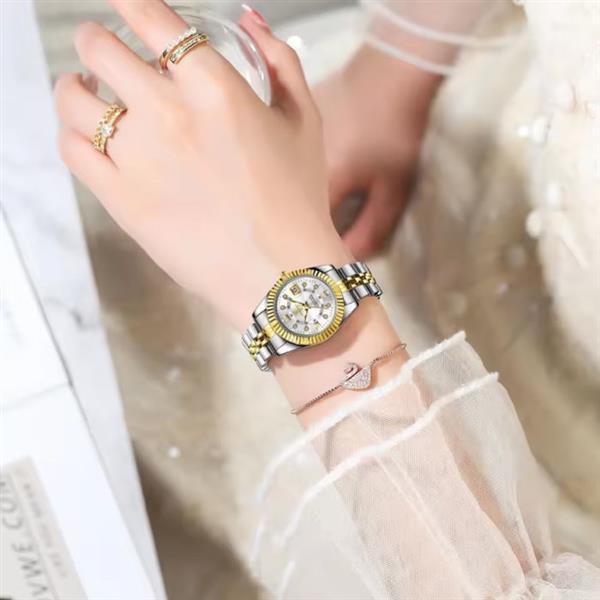 Grote foto luxury elegant watch for women 3atm waterproof luminous date stainless steel quartz kleding dames horloges