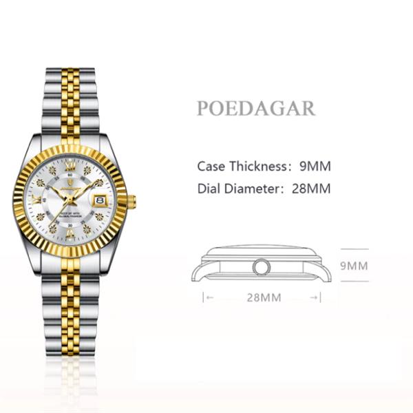 Grote foto luxury elegant watch for women 3atm waterproof luminous date stainless steel quartz kleding dames horloges