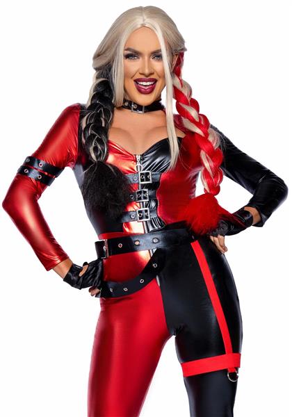 Grote foto harley quinn catsuit rood zwart dames leg avenue verzamelen overige verzamelingen