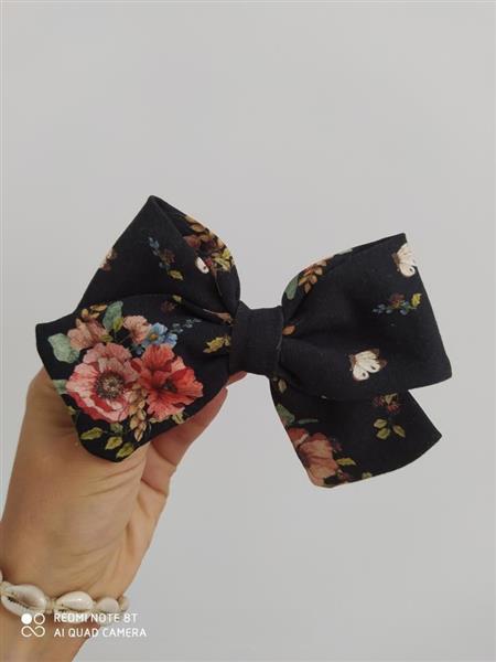 Grote foto haarelastiek grote strik bloemen zwart kinderen en baby overige