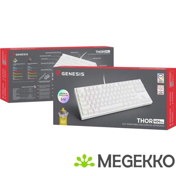 Grote foto genesis nkg 2070 thor 404 tkl usb gaming toetsenbord in wit computers en software toetsenborden
