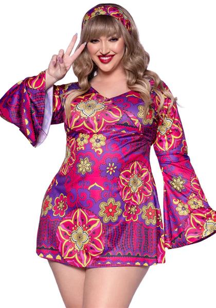 Grote foto hippie 60s jurk paars roze dames leg avenue verzamelen overige verzamelingen
