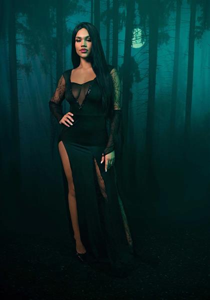 Grote foto morticia jurk zwart dames leg avenue verzamelen overige verzamelingen