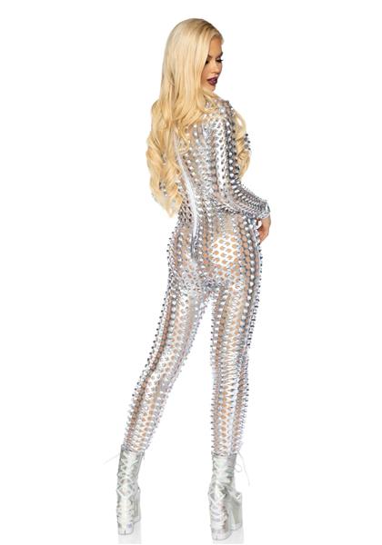Grote foto zilveren catsuit dames leg avenue verzamelen overige verzamelingen