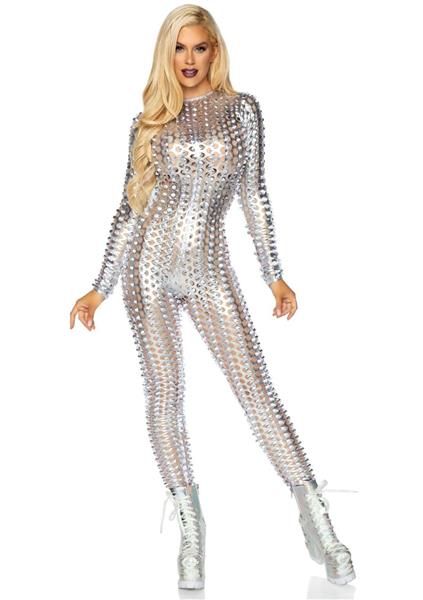 Grote foto zilveren catsuit dames leg avenue verzamelen overige verzamelingen
