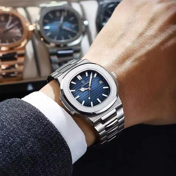 Grote foto luxury square business watch waterproof luminous date stainless steel quartz kleding dames horloges