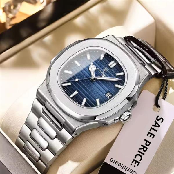 Grote foto luxury square business watch waterproof luminous date stainless steel quartz kleding dames horloges