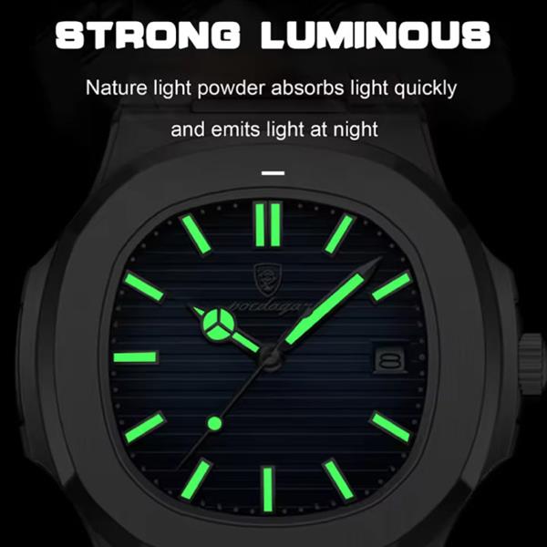 Grote foto luxury square business watch waterproof luminous date stainless steel quartz kleding dames horloges