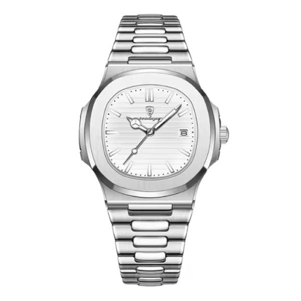 Grote foto luxury square business watch waterproof luminous date stainless steel quartz kleding dames horloges