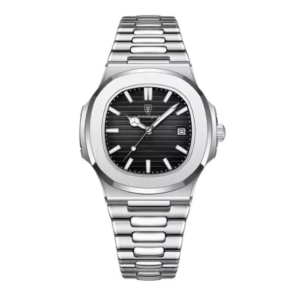 Grote foto luxury square business watch waterproof luminous date stainless steel quartz kleding dames horloges