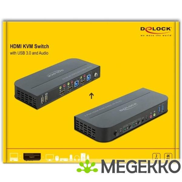 Grote foto delock 11481 hdmi kvm switch 4k 60 hz met usb 3.0 en audio computers en software overige computers en software