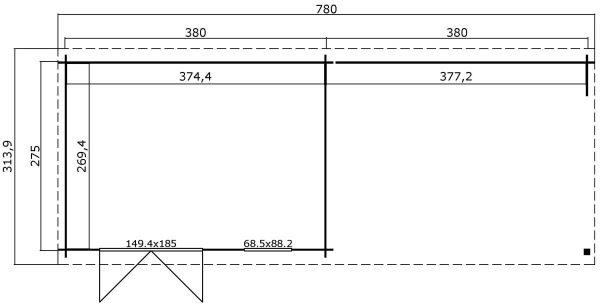 Grote foto tuinhuis blokhut aida 780 x 295 cm tuin en terras tuinhuisjes en blokhutten