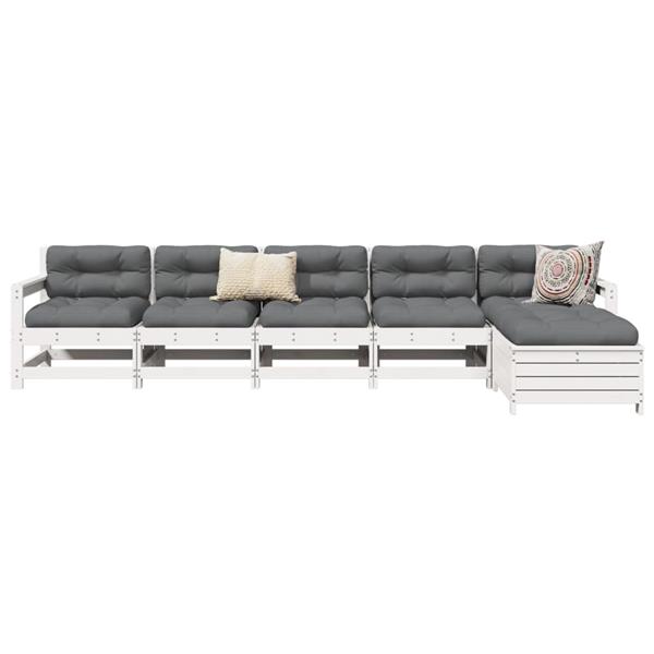 Grote foto vidaxl 6 delige loungeset massief grenenhout wit tuin en terras tuinmeubelen