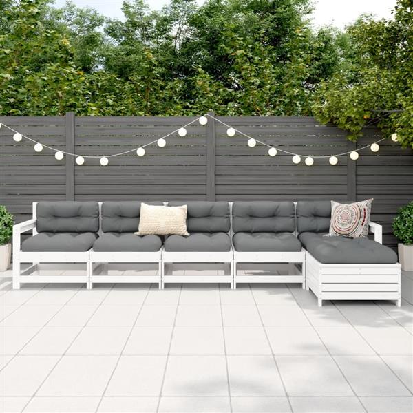 Grote foto vidaxl 6 delige loungeset massief grenenhout wit tuin en terras tuinmeubelen