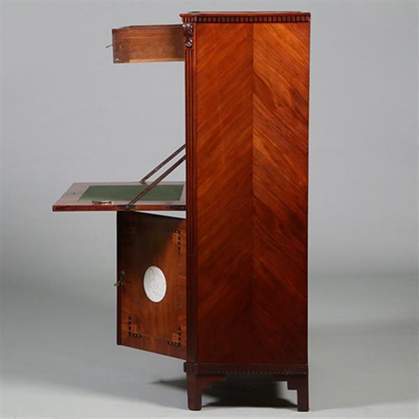 Grote foto secretaire abattant of klepbureau met 4 biscuit panelen prachtig ingelegd ca 1790 no.260650 antiek en kunst overige in antiek gebruiksvoorwerpen