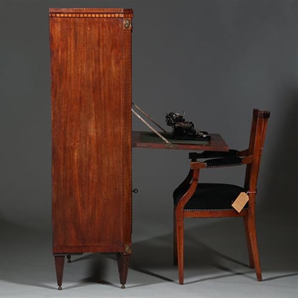 Grote foto neoclassicistische secretaire met blauw wit en wit biscuit ca. 1790 no.260645 antiek en kunst overige in antiek gebruiksvoorwerpen