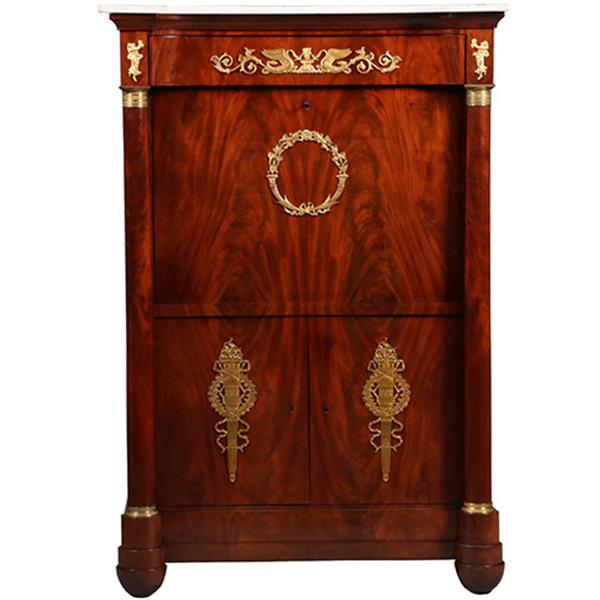 Grote foto empire secretaire abattant of klepbureau in mahonie met brons no.260640 antiek en kunst overige in antiek gebruiksvoorwerpen