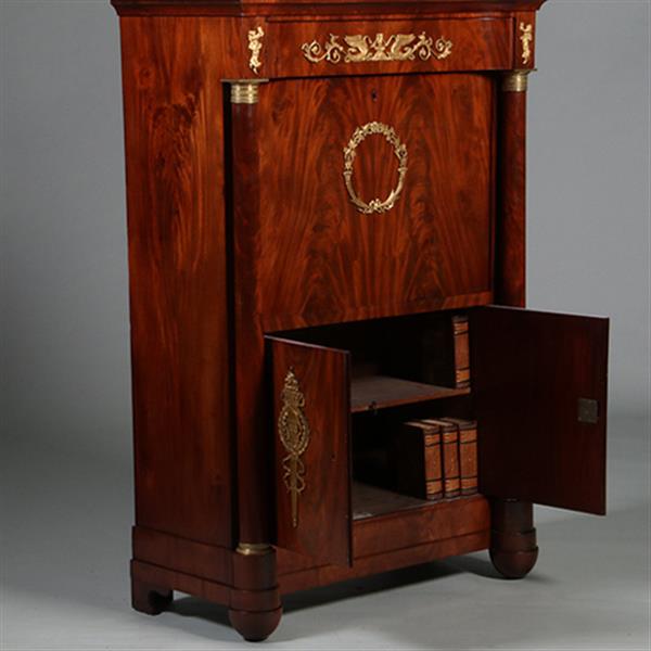 Grote foto empire secretaire abattant of klepbureau in mahonie met brons no.260640 antiek en kunst overige in antiek gebruiksvoorwerpen