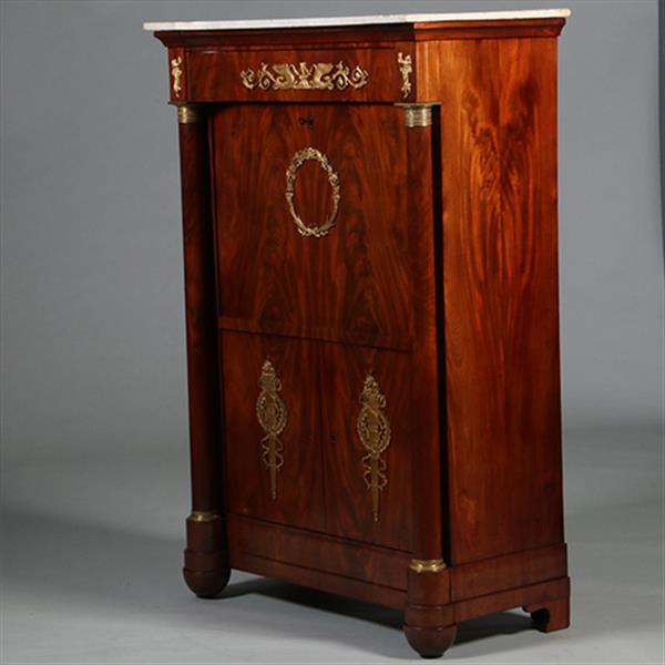 Grote foto empire secretaire abattant of klepbureau in mahonie met brons no.260640 antiek en kunst overige in antiek gebruiksvoorwerpen