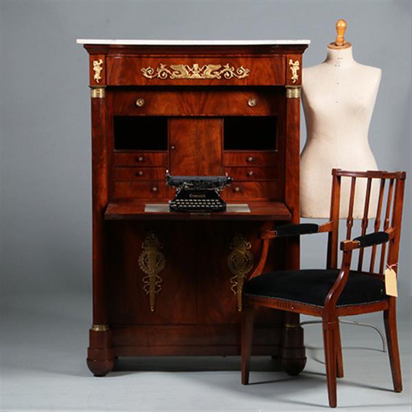 Grote foto empire secretaire abattant of klepbureau in mahonie met brons no.260640 antiek en kunst overige in antiek gebruiksvoorwerpen
