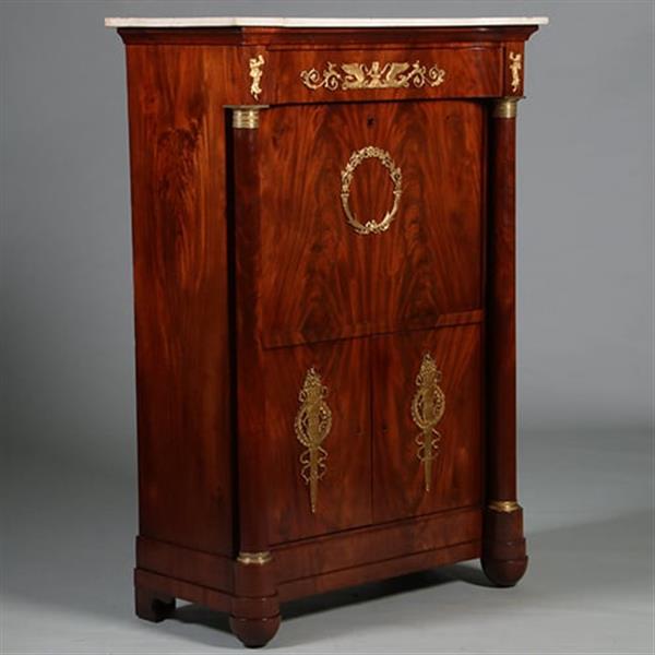 Grote foto empire secretaire abattant of klepbureau in mahonie met brons no.260640 antiek en kunst overige in antiek gebruiksvoorwerpen